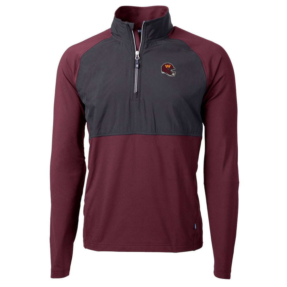 Washington Commanders Cutter & Buck Helmet Adapt Eco Knit Hybrid Recycled Quarter-Zip Pullover Top - Burgundy - NFL