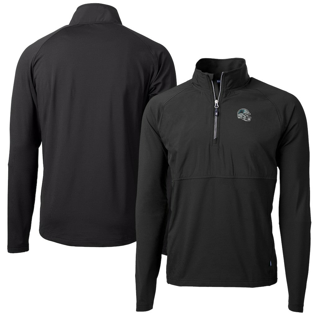 Carolina Panthers Cutter & Buck Helmet Adapt Eco Knit Hybrid Recycled Quarter-Zip Pullover Top - Black - NFL