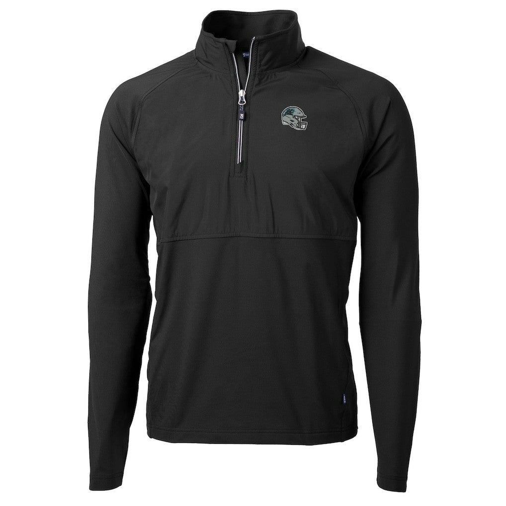 Carolina Panthers Cutter & Buck Helmet Adapt Eco Knit Hybrid Recycled Quarter-Zip Pullover Top - Black - NFL