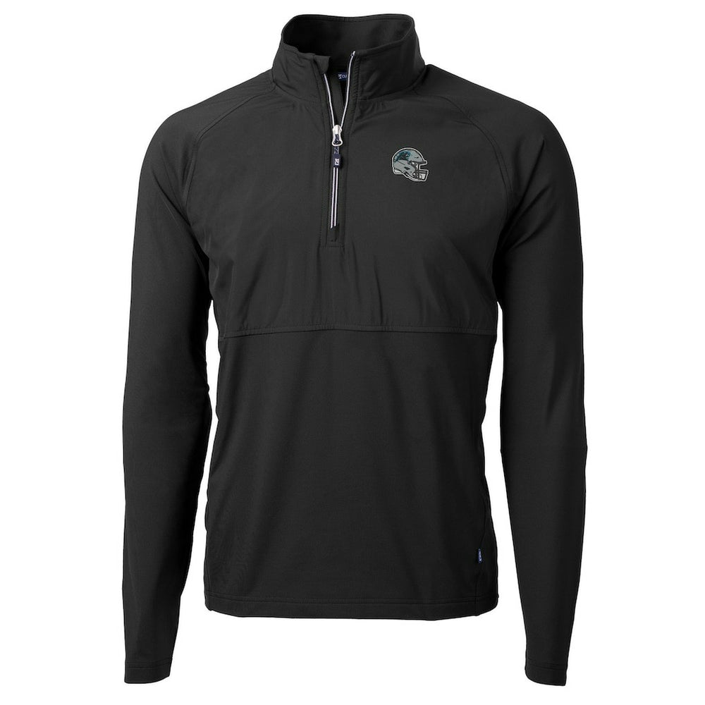 Carolina Panthers Cutter & Buck Helmet Adapt Eco Knit Hybrid Recycled Quarter-Zip Pullover Top - Black - NFL