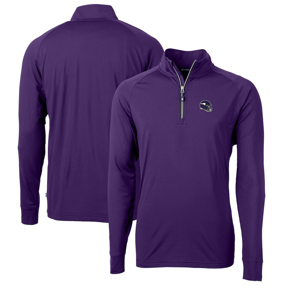 Minnesota Vikings Cutter & Buck Helmet Adapt Eco Knit Stretch Recycled Quarter-Zip Pullover Top - Purple - NFL