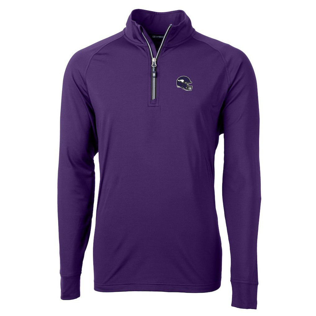 Minnesota Vikings Cutter & Buck Helmet Adapt Eco Knit Stretch Recycled Quarter-Zip Pullover Top - Purple - NFL