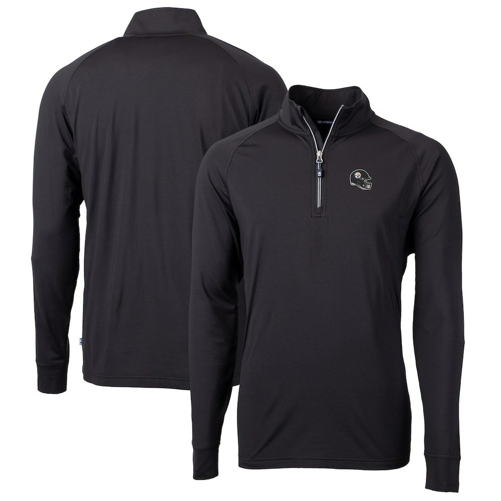 Pittsburgh Steelers Cutter & Buck Helmet Adapt Eco Knit Stretch Recycled Quarter-Zip Pullover Top - Black - NFL