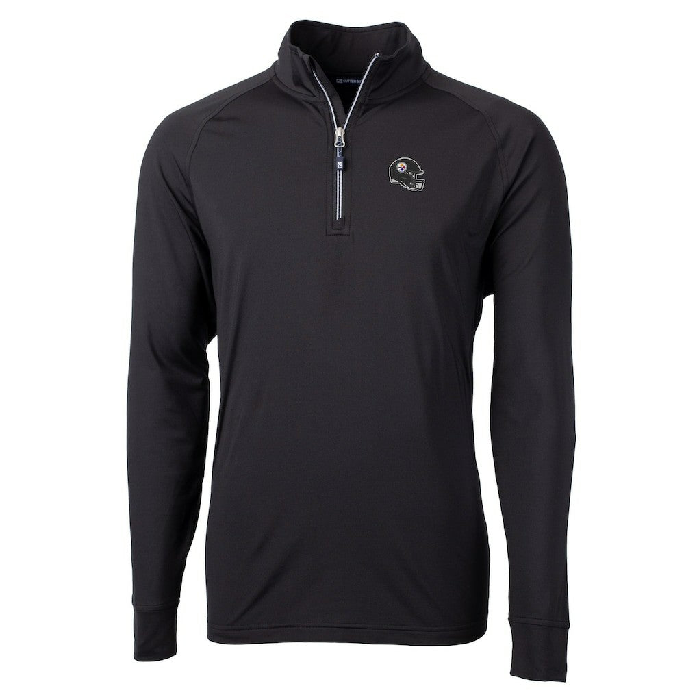 Pittsburgh Steelers Cutter & Buck Helmet Adapt Eco Knit Stretch Recycled Quarter-Zip Pullover Top - Black - NFL