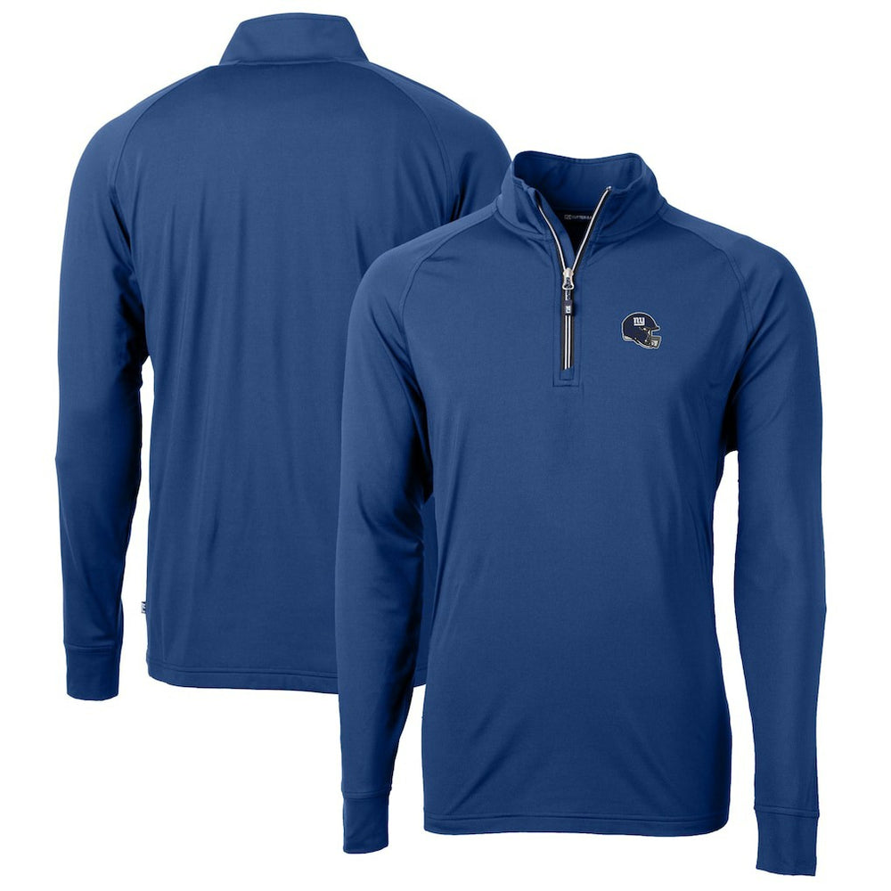New York Giants Cutter & Buck Helmet Adapt Eco Knit Stretch Recycled Quarter-Zip Pullover Top - Royal - NFL