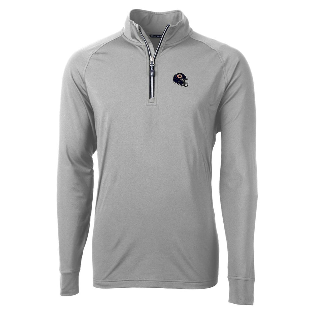 Chicago Bears Cutter & Buck Helmet Adapt Eco Knit Stretch Recycled Quarter-Zip Pullover Top - Silver - NFL