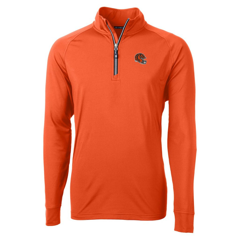 Cincinnati Bengals Cutter & Buck Helmet Adapt Eco Knit Stretch Recycled Quarter-Zip Pullover Top - Orange - NFL