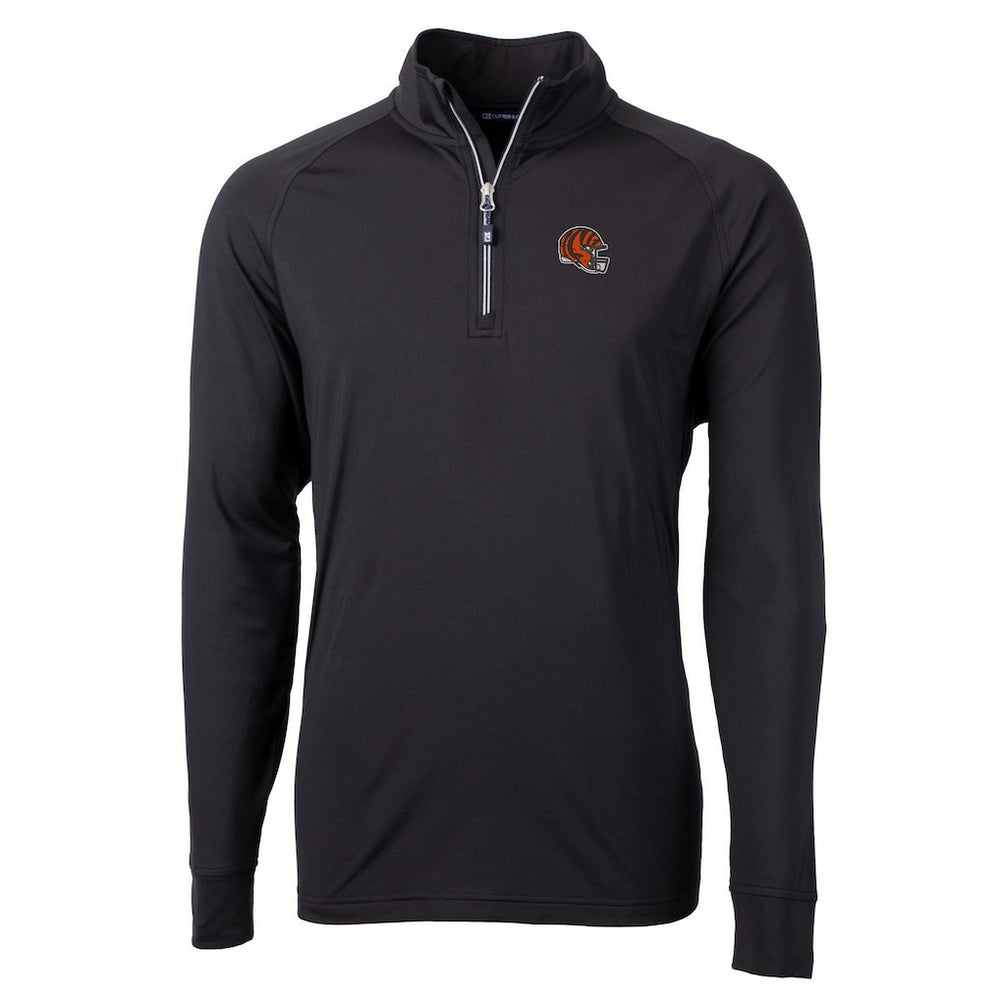 Cincinnati Bengals Cutter & Buck Helmet Adapt Eco Knit Stretch Recycled Quarter-Zip Pullover Top - Black - NFL