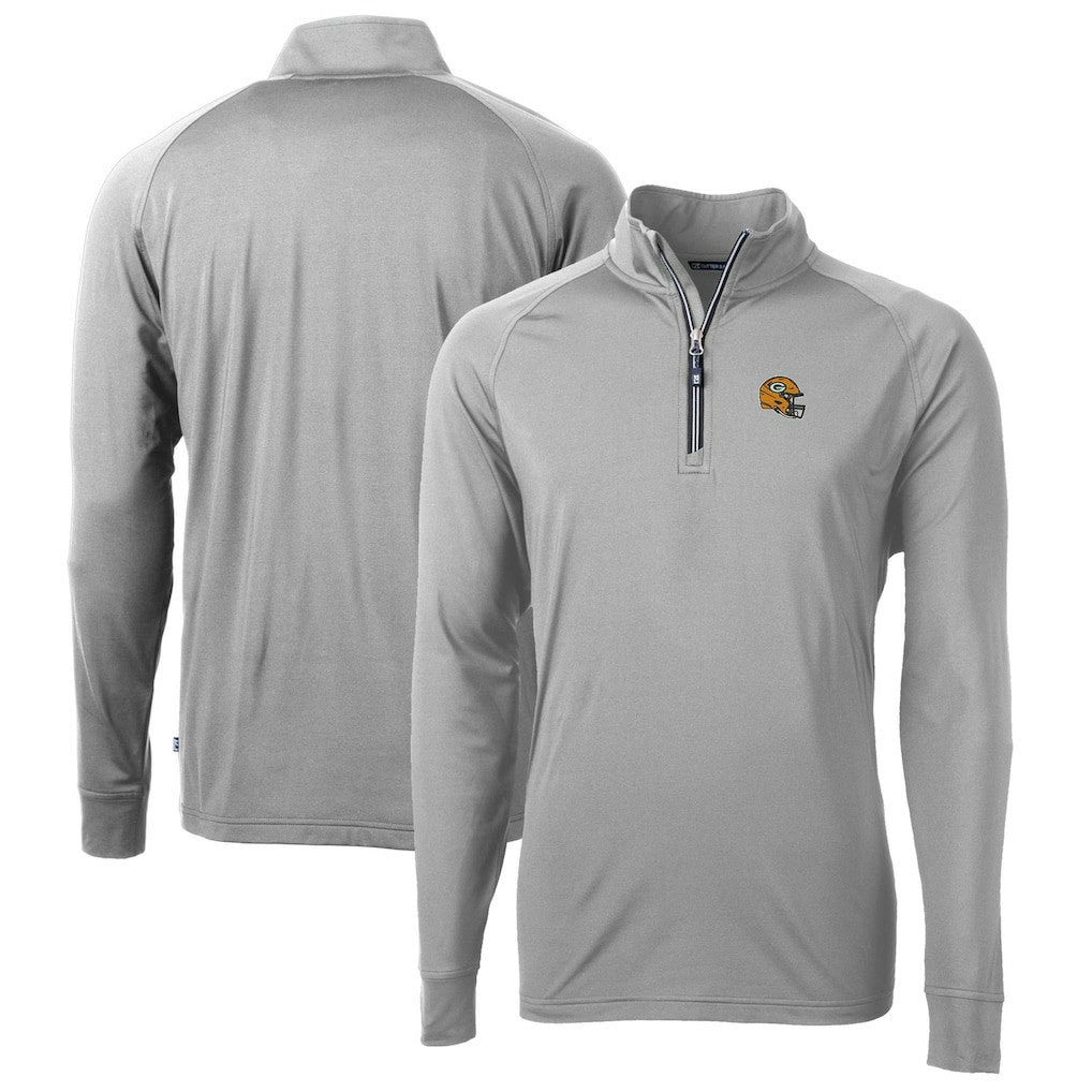 Green Bay Packers Cutter & Buck Helmet Adapt Eco Knit Stretch Recycled Quarter-Zip Pullover Top - Silver - NFL