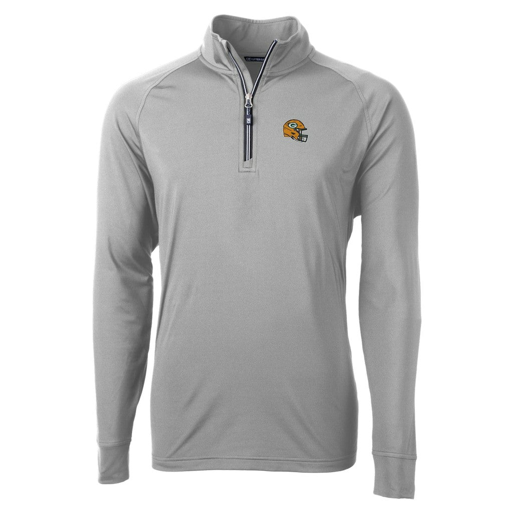 Green Bay Packers Cutter & Buck Helmet Adapt Eco Knit Stretch Recycled Quarter-Zip Pullover Top - Silver - NFL