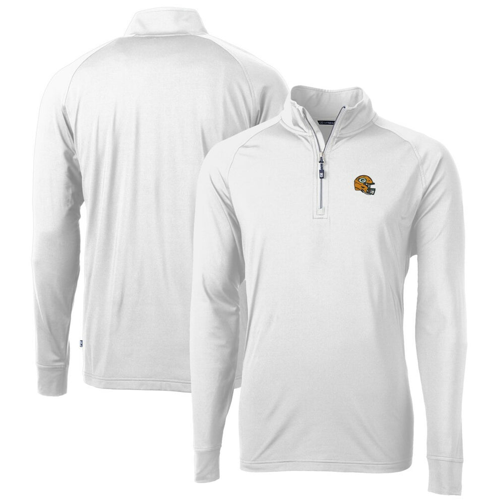 Green Bay Packers Cutter & Buck Helmet Adapt Eco Knit Stretch Recycled Quarter-Zip Pullover Top - White - NFL