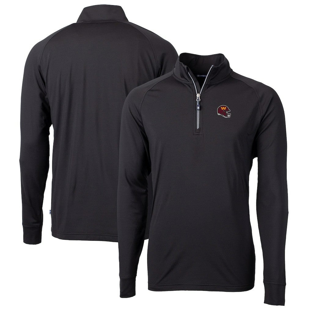 Washington Commanders Cutter & Buck Helmet Adapt Eco Knit Stretch Recycled Quarter-Zip Pullover Top - Black - NFL