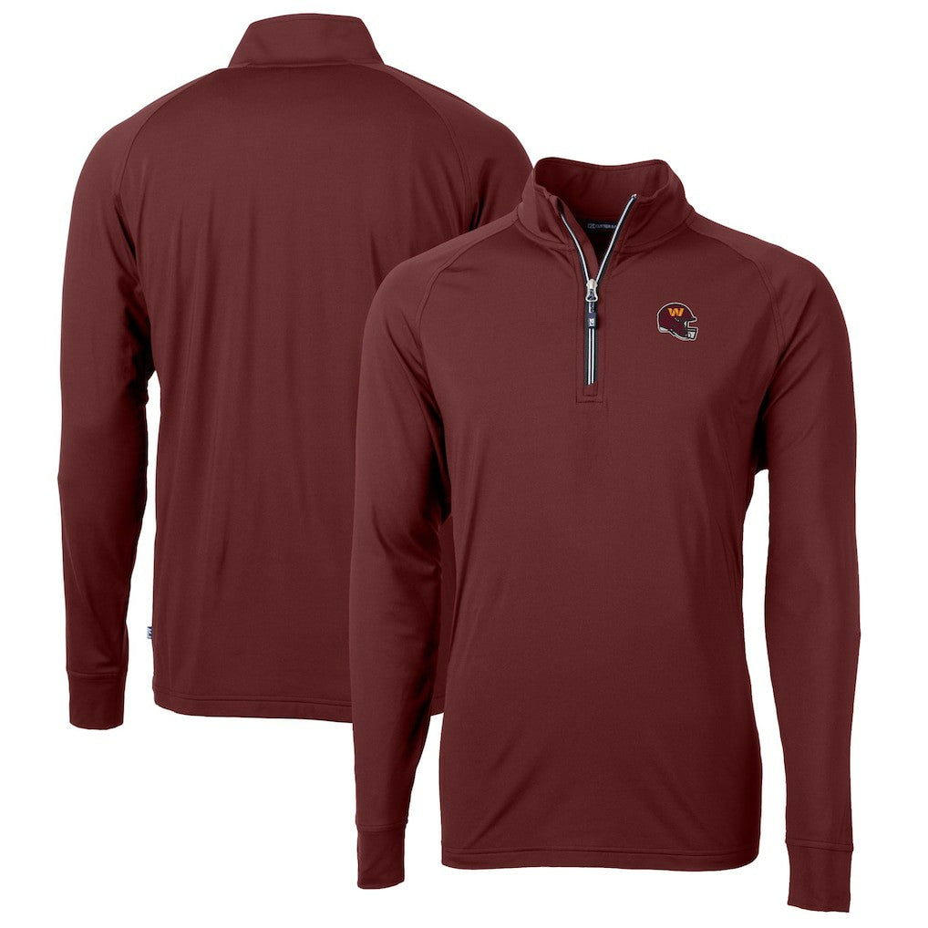 Washington Commanders Cutter & Buck Helmet Adapt Eco Knit Stretch Recycled Quarter-Zip Pullover Top - Burgundy - NFL