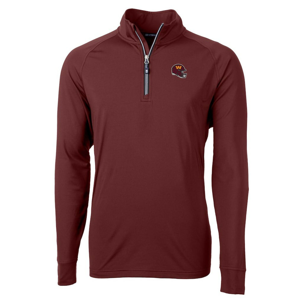 Washington Commanders Cutter & Buck Helmet Adapt Eco Knit Stretch Recycled Quarter-Zip Pullover Top - Burgundy - NFL