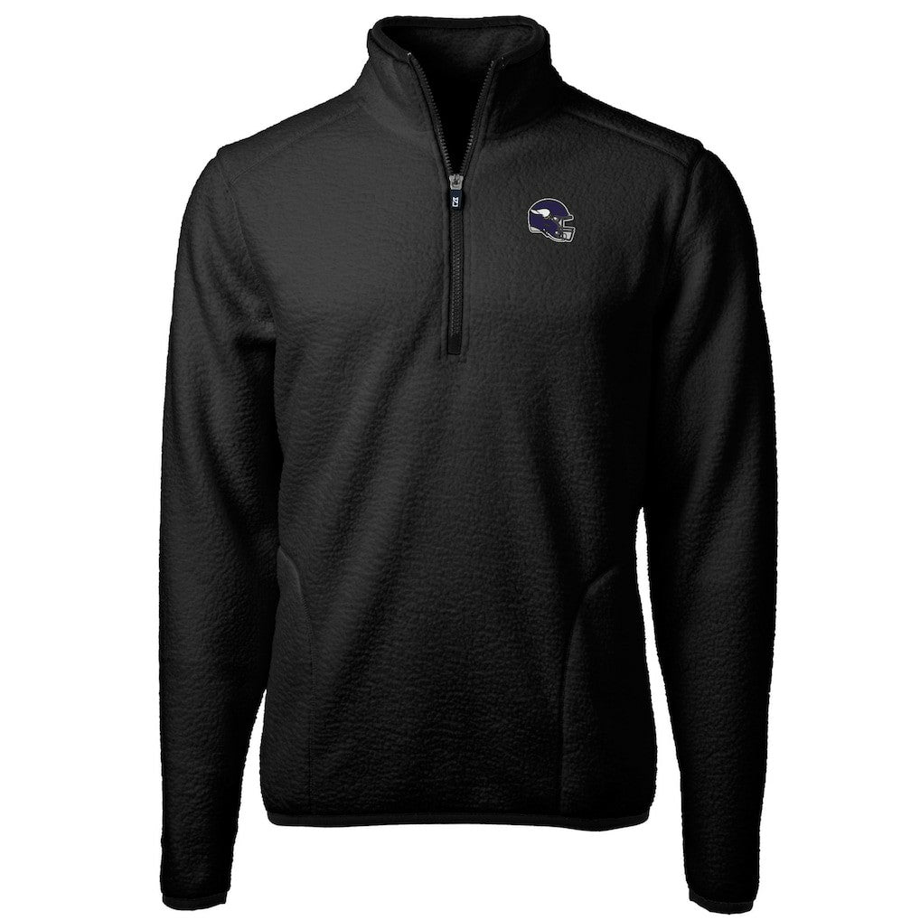 Minnesota Vikings Cutter & Buck Helmet Cascade Eco Sherpa Fleece Quarter-Zip Pullover Jacket - Black - NFL