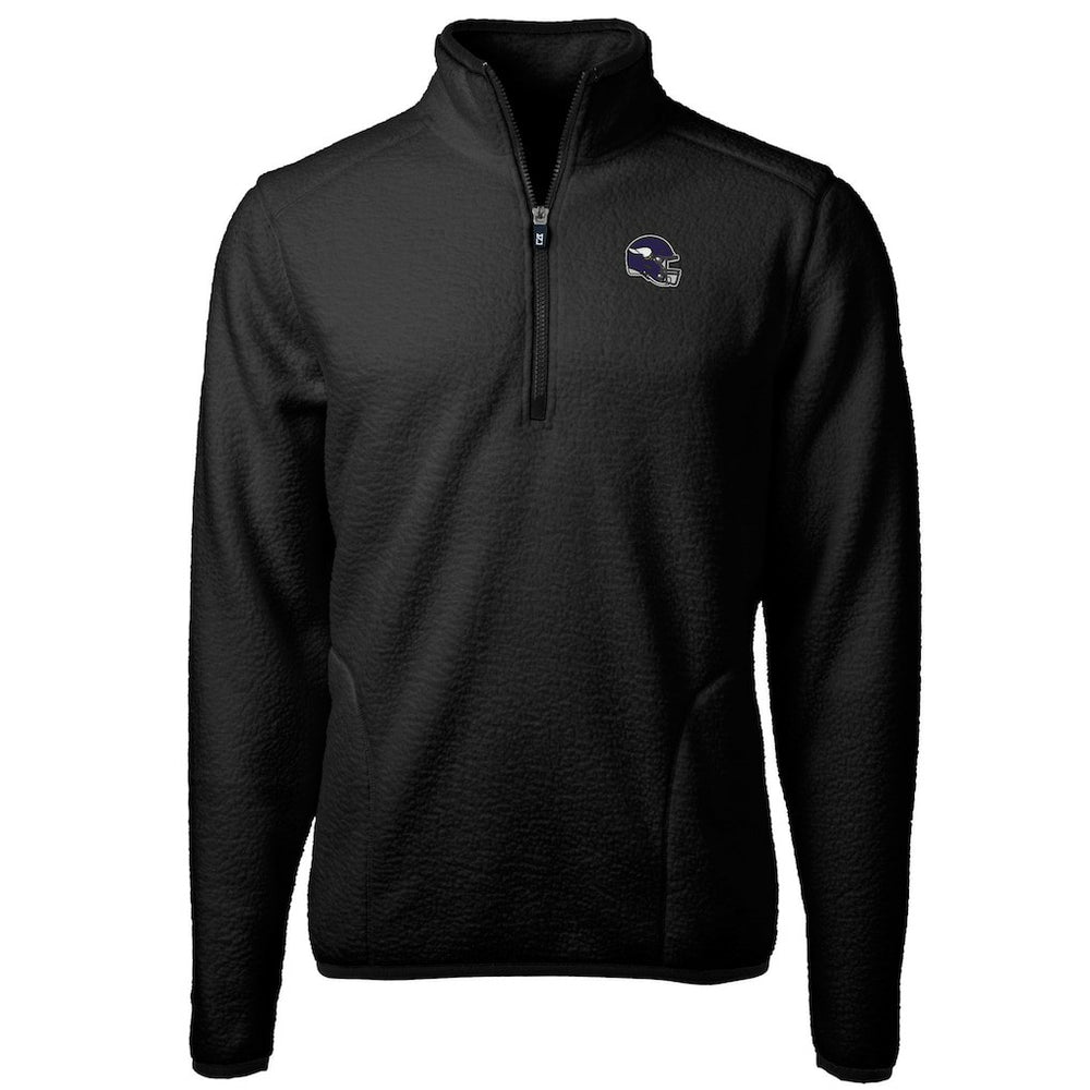 Minnesota Vikings Cutter & Buck Helmet Cascade Eco Sherpa Fleece Quarter-Zip Pullover Jacket - Black - NFL