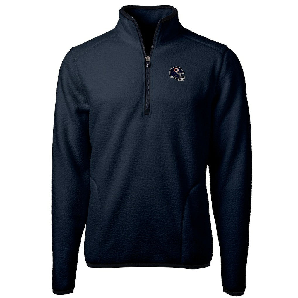 Chicago Bears Cutter & Buck Helmet Cascade Eco Sherpa Fleece Quarter-Zip Pullover Jacket - Navy - NFL
