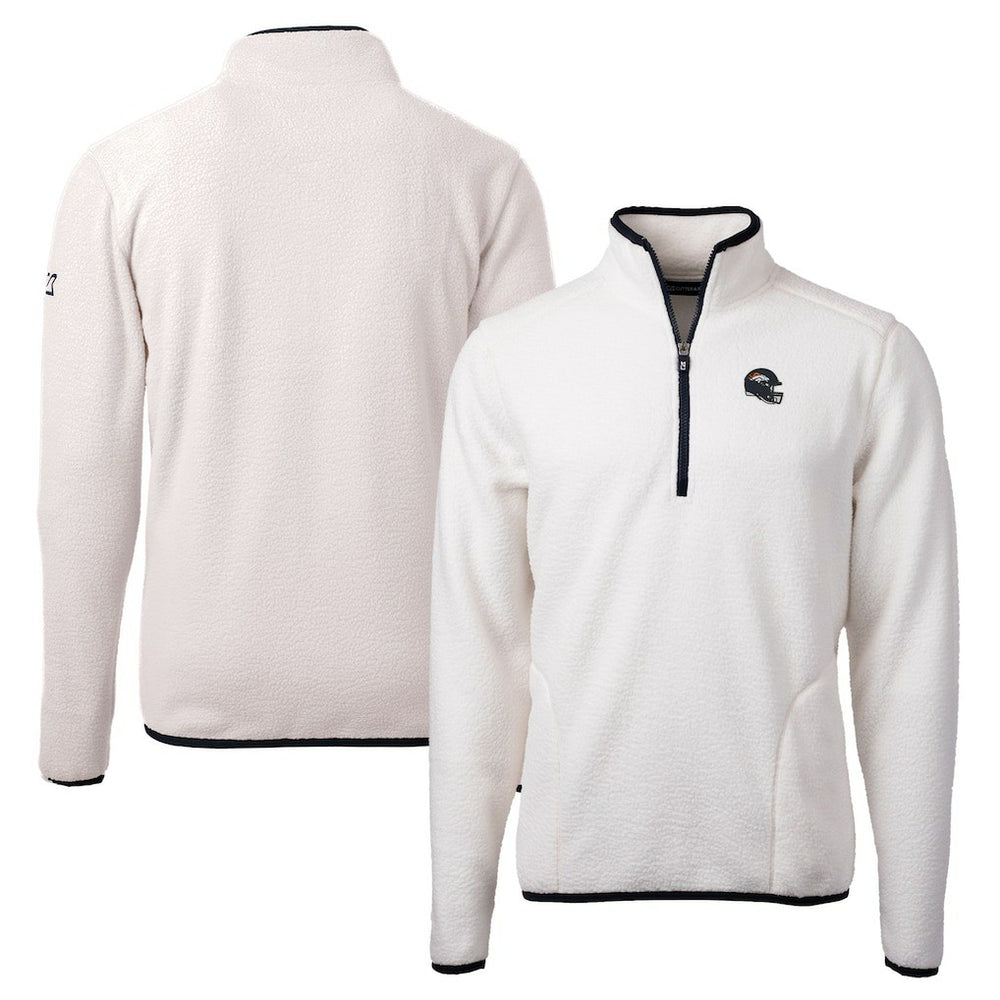 Denver Broncos Cutter & Buck Helmet Cascade Eco Sherpa Fleece Quarter-Zip Pullover Jacket - White - NFL