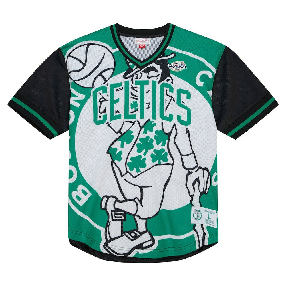Mitchell & Ness Boston Celtics Jumbotron 3.0 Mesh V-Neck T-Shirt Kelly Green