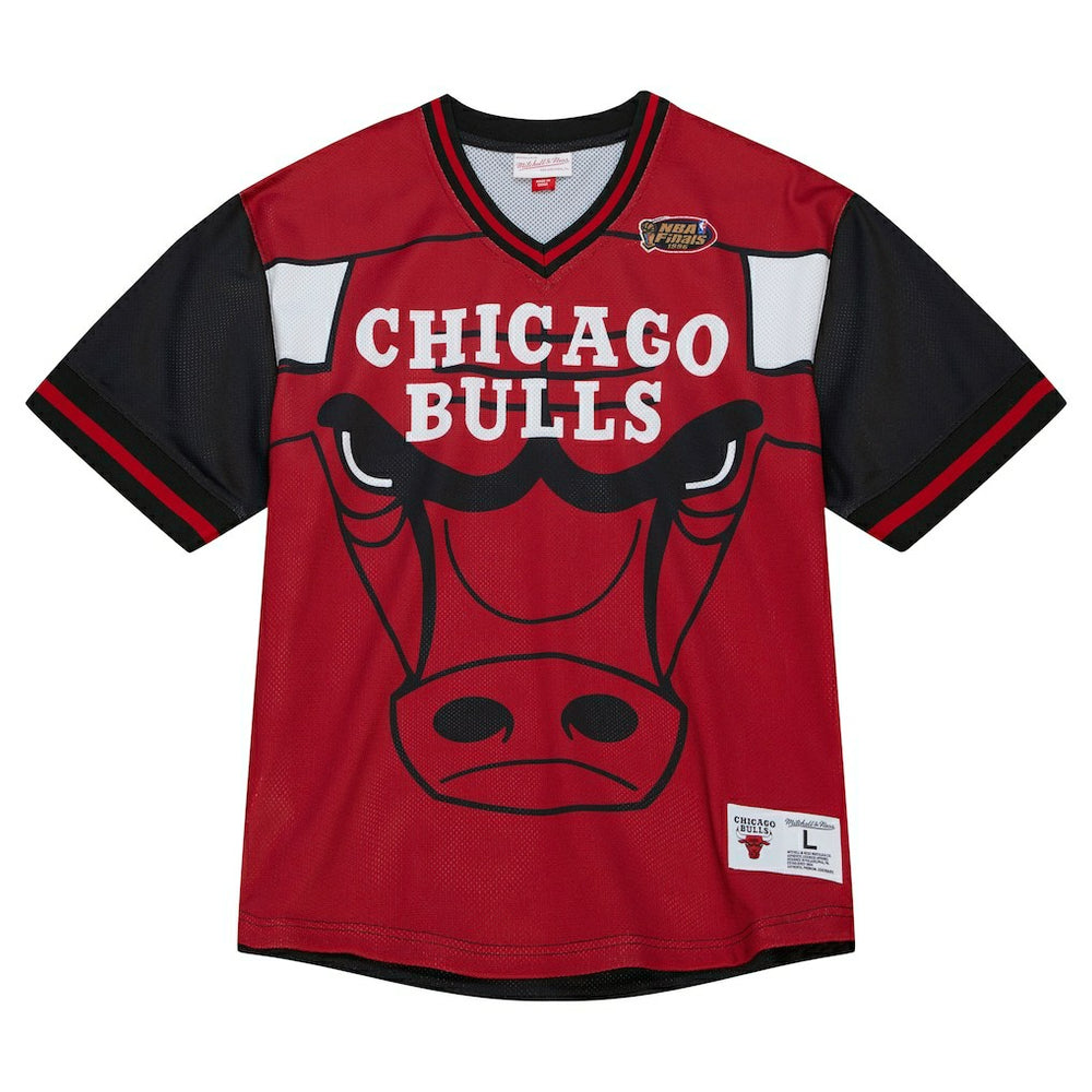 Mitchell & Ness Chicago Bulls Jumbotron 3.0 Mesh V-Neck T-Shirt Red