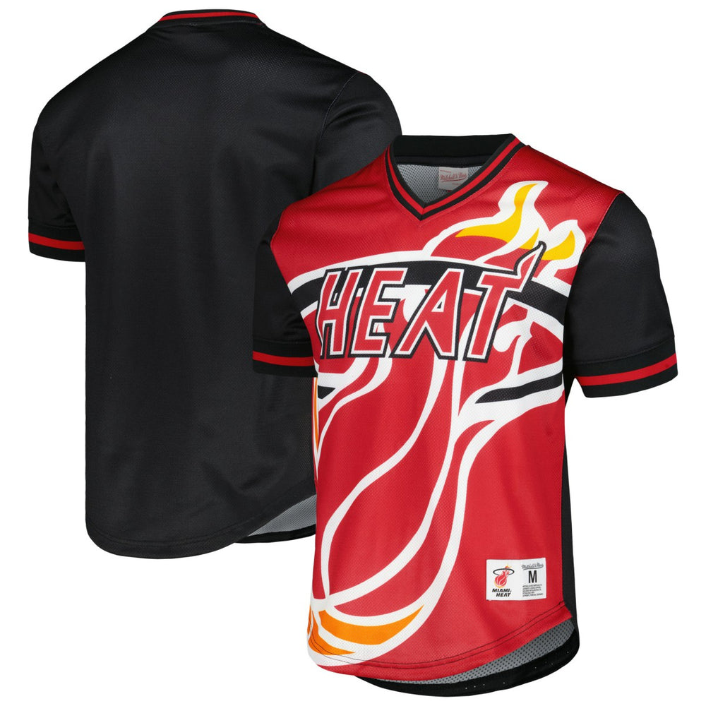 Mitchell & Ness Miami Heat Jumbotron 3.0 Mesh V-Neck T-Shirt Red