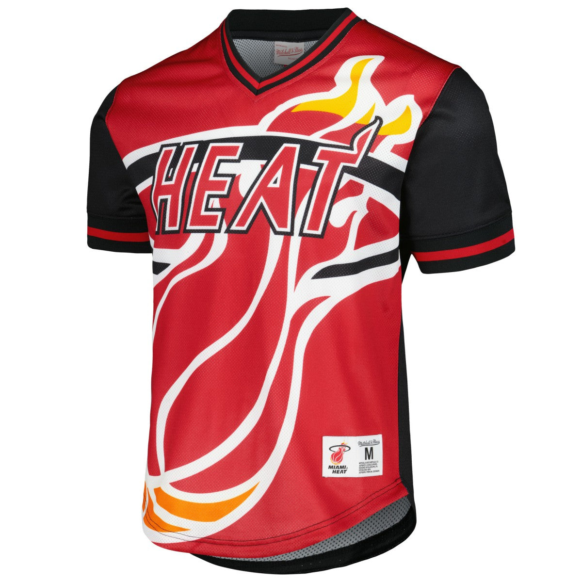 Mitchell & Ness Miami Heat Jumbotron 3.0 Mesh V-Neck T-Shirt Red