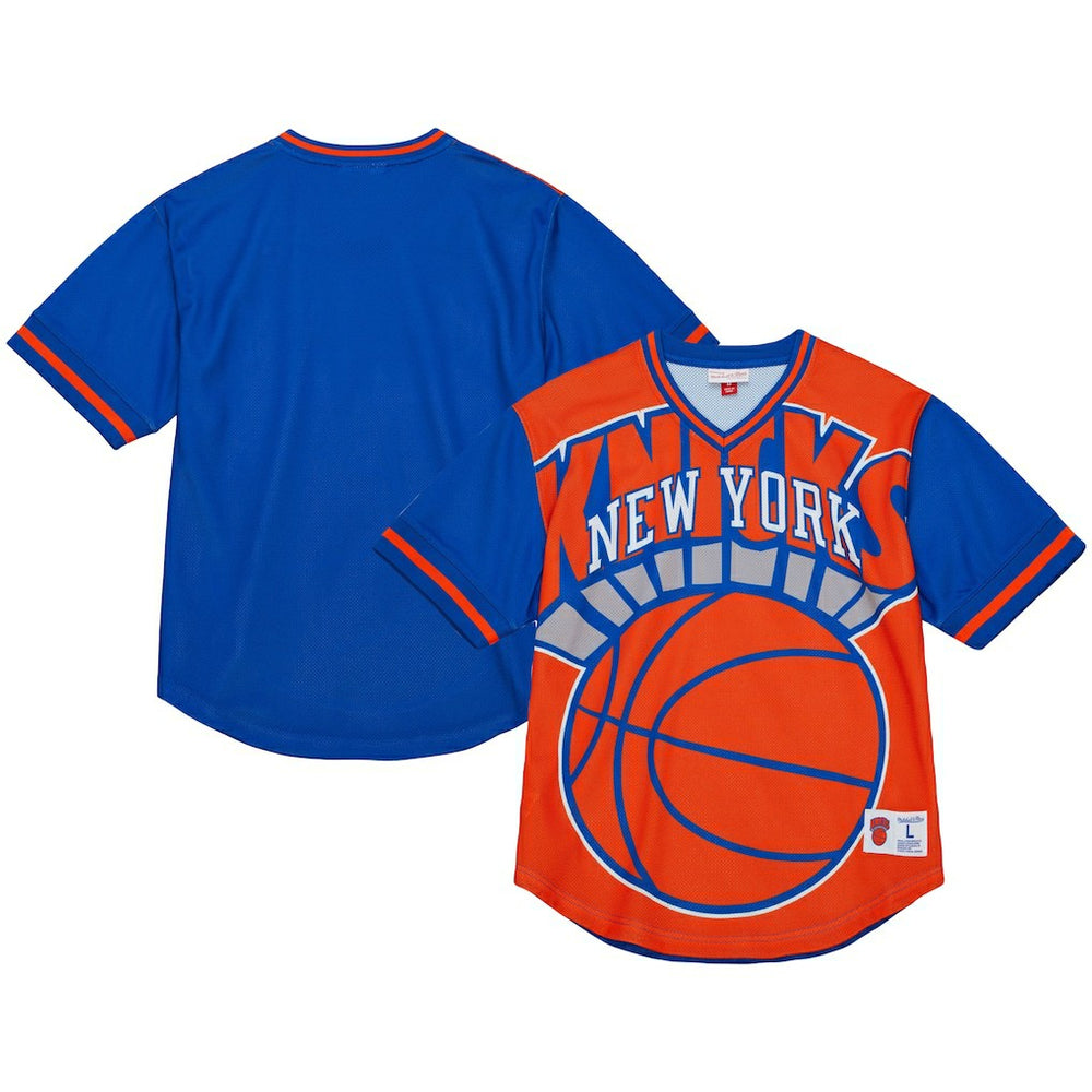 Mitchell & Ness New York Knicks Jumbotron 3.0 Mesh V-Neck T-Shirt Orange
