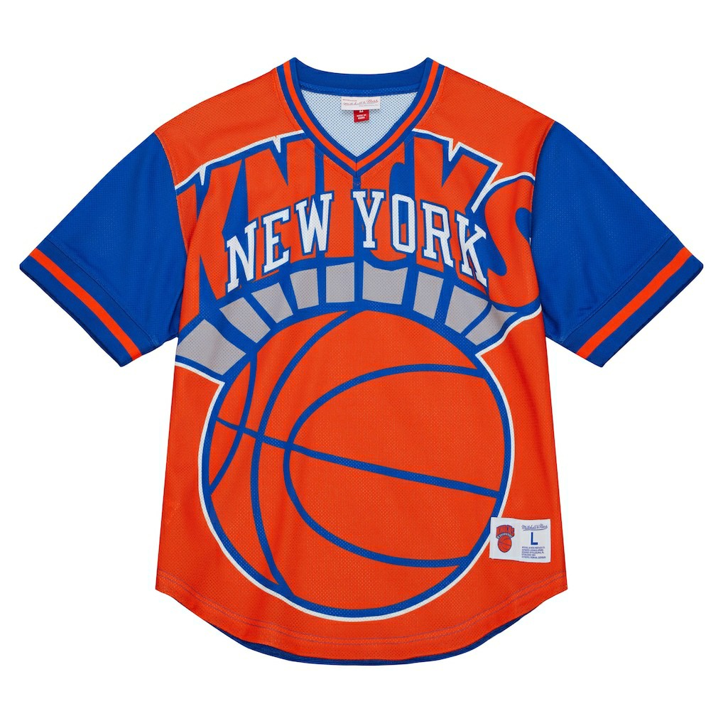 Mitchell & Ness New York Knicks Jumbotron 3.0 Mesh V-Neck T-Shirt Orange