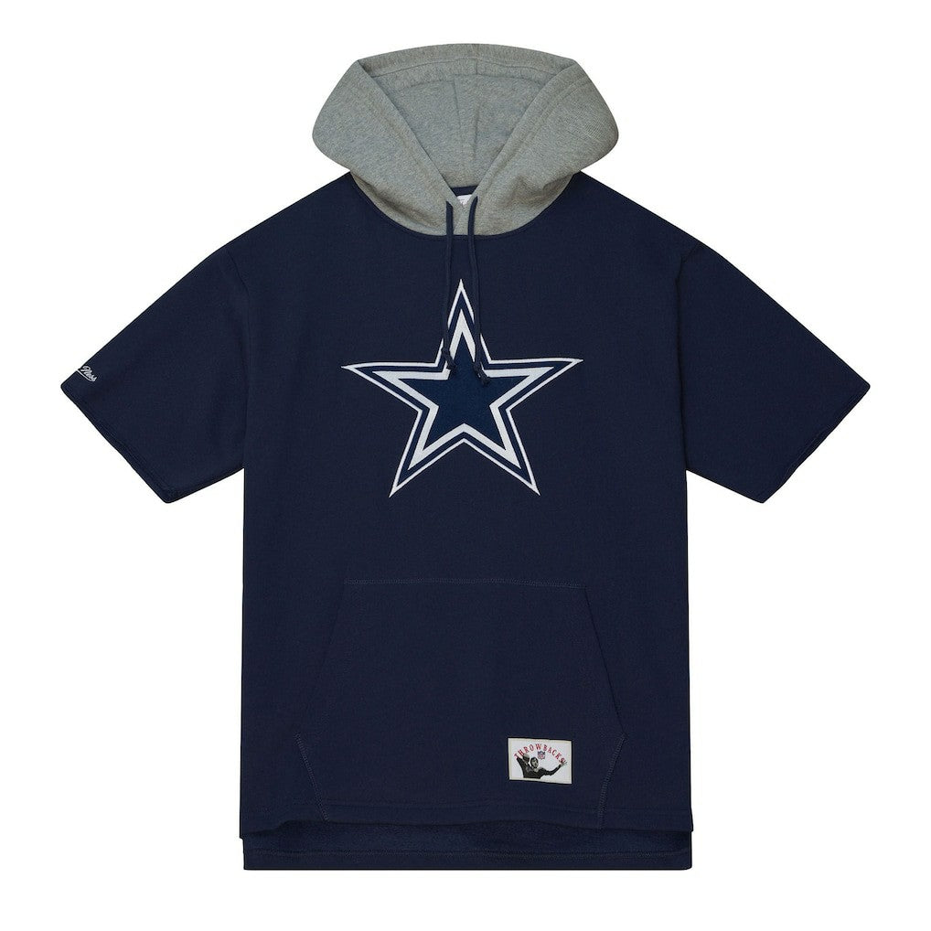 Dallas Cowboys Postgame Short Sleeve Hoodie - Navy - Mitchell & Ness