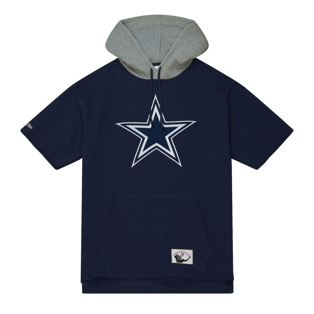 Dallas Cowboys Postgame Short Sleeve Hoodie - Navy - Mitchell & Ness