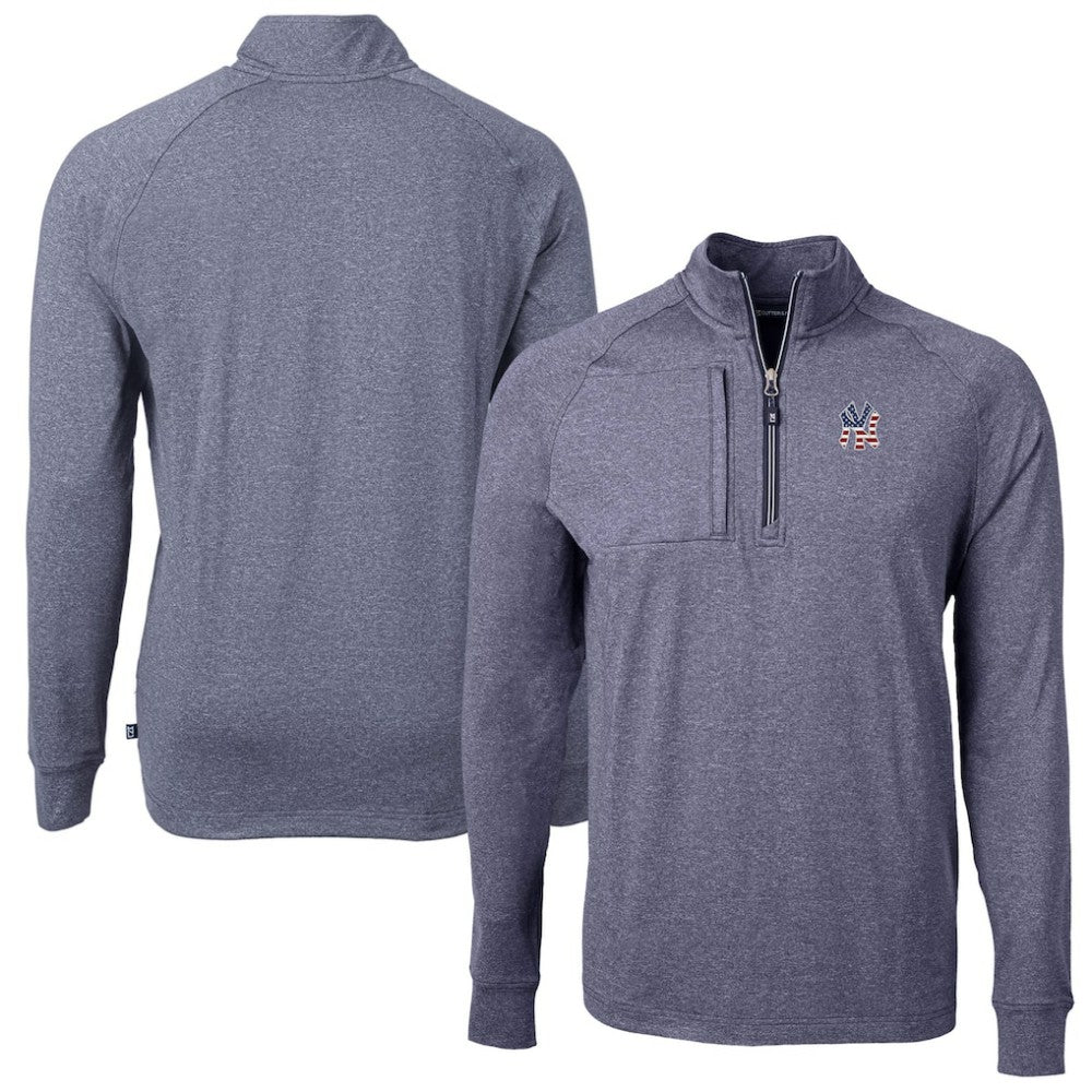 New York Yankees Cutter & Buck Americana Logo Big & Tall Adapt Eco Knit Stretch Recycled Quarter-Zip Pullover Top Online