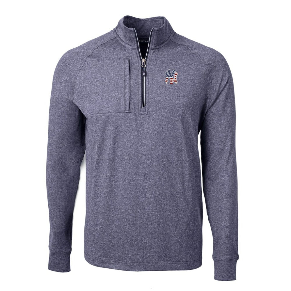 New York Yankees Cutter & Buck Americana Logo Big & Tall Adapt Eco Knit Stretch Recycled Quarter-Zip Pullover Top Online