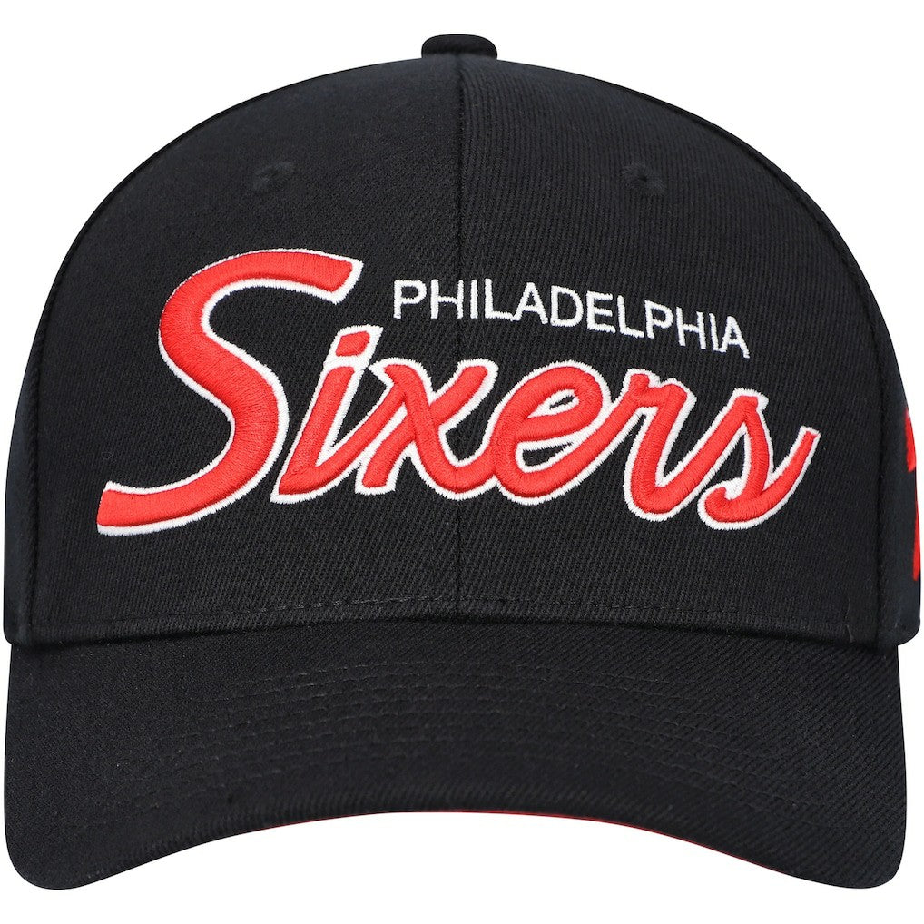 Mitchell & Ness Philadelphia 76ers MVP Team Script 2.0 Stretch-Snapback Hat Black