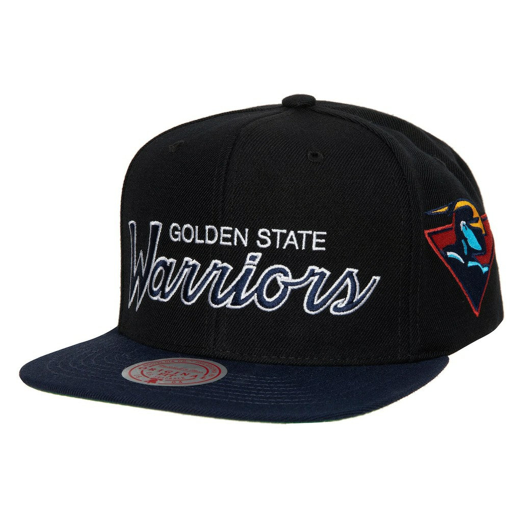 Mitchell & Ness Golden State Warriors Hardwood Classics MVP Team Script 2.0 Snapback Hat Black