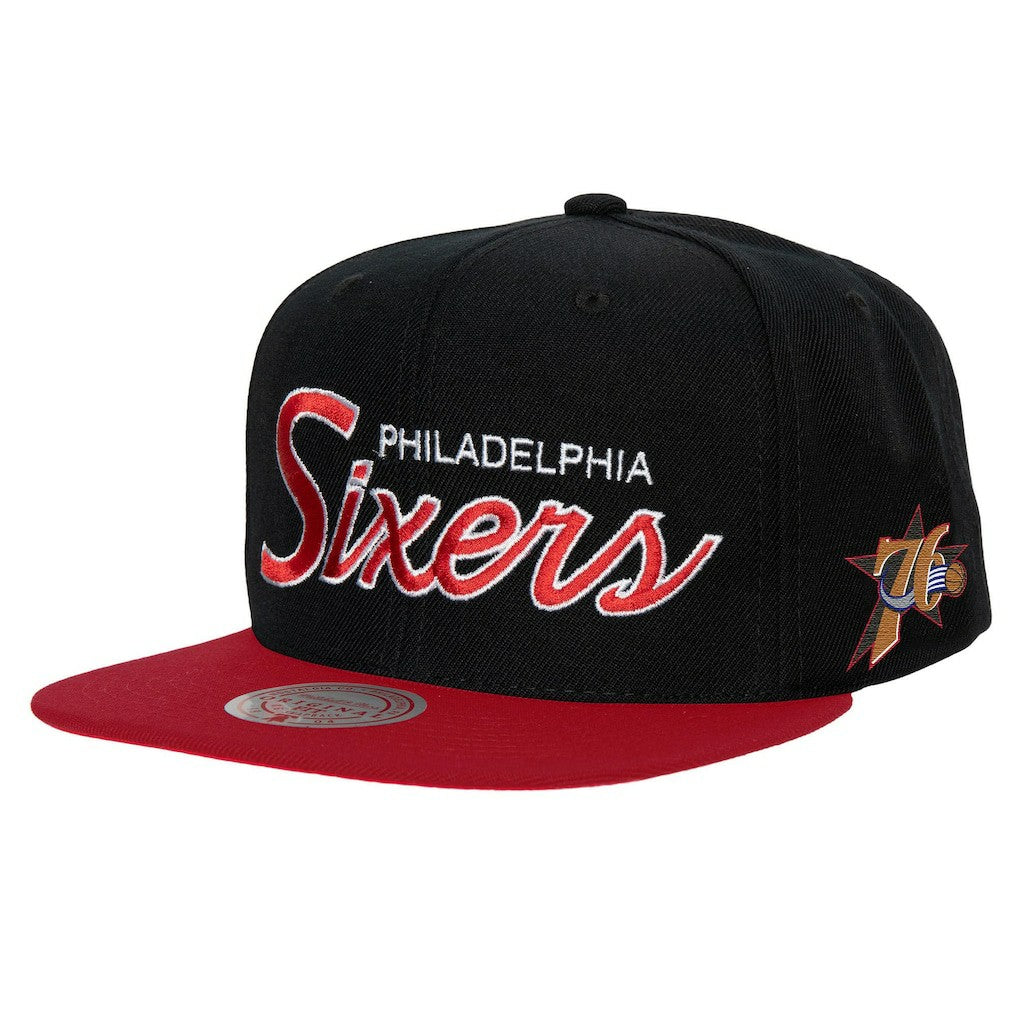 Mitchell & Ness Philadelphia 76ers Hardwood Classics MVP Team Script 2.0 Snapback Hat Black