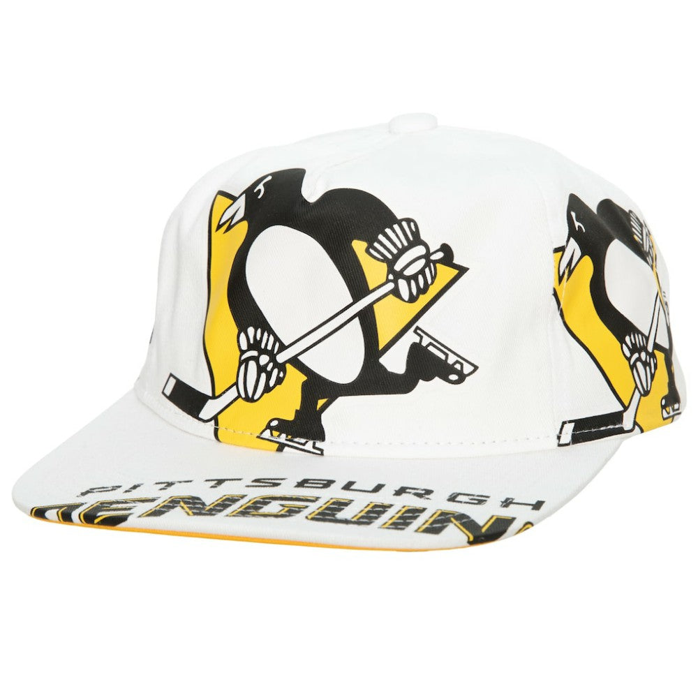 Pittsburgh Penguins Mitchell & Ness In Your Face Deadstock Snapback Hat - White | NHL Lifestyle