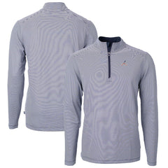 Atlanta Braves Cutter & Buck Americana Logo Virtue Eco Pique Stripe Recycled Quarter-Zip Pullover Top Sale