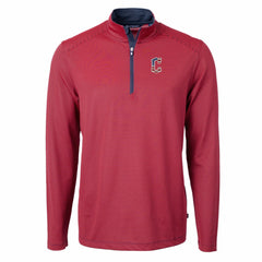 Cleveland Guardians Cutter & Buck Americana Logo Virtue Eco Pique Stripe Recycled Quarter-Zip Pullover Top for sale