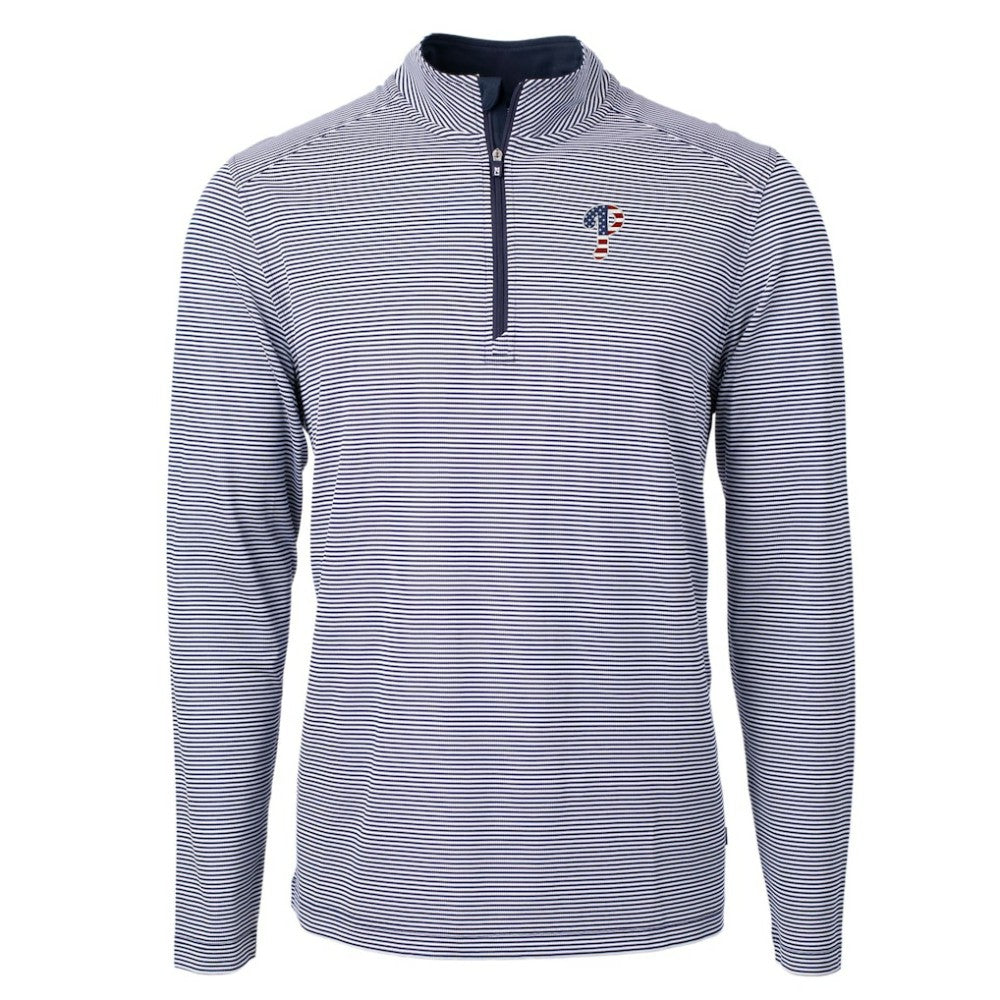 Philadelphia Phillies Cutter & Buck Americana Logo Virtue Eco Pique Stripe Recycled Quarter-Zip Pullover Top Near Me