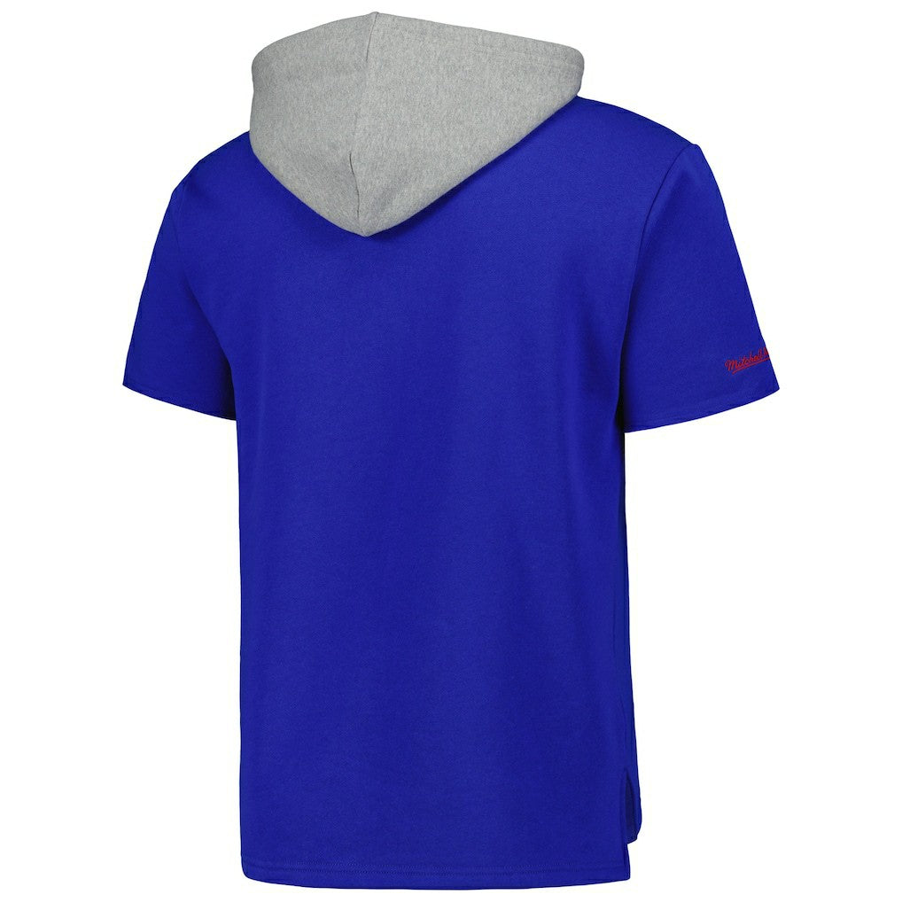 Buffalo Bills Postgame Short Sleeve Hoodie - Royal - Mitchell & Ness