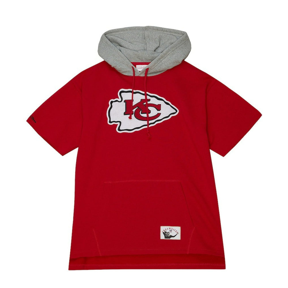 Kansas City Chiefs Postgame Short Sleeve Hoodie - Red - Mitchell & Ness