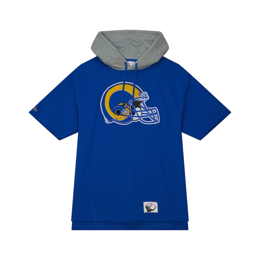 Los Angeles Rams Postgame Short Sleeve Hoodie - Royal - Mitchell & Ness