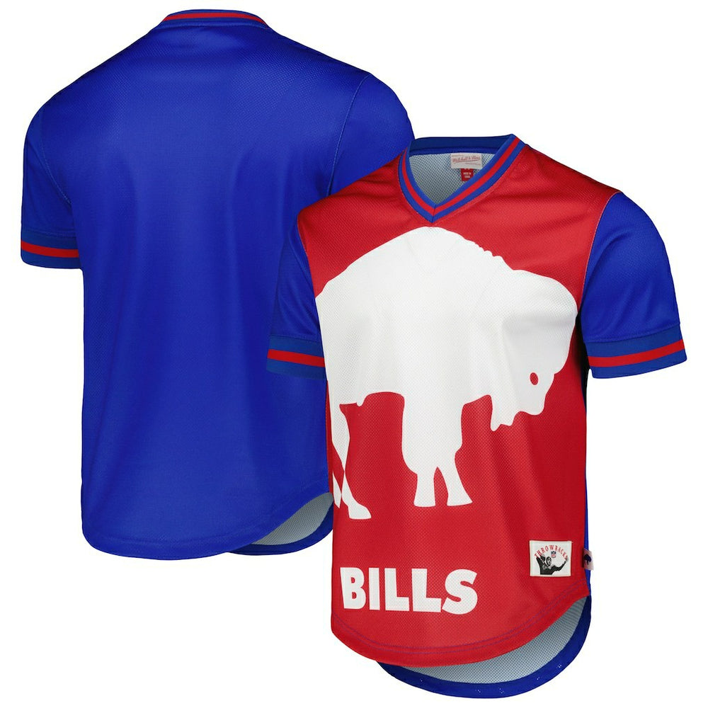 Buffalo Bills Jumbotron 3.0 Mesh V-Neck T-Shirt - Royal - Mitchell & Ness