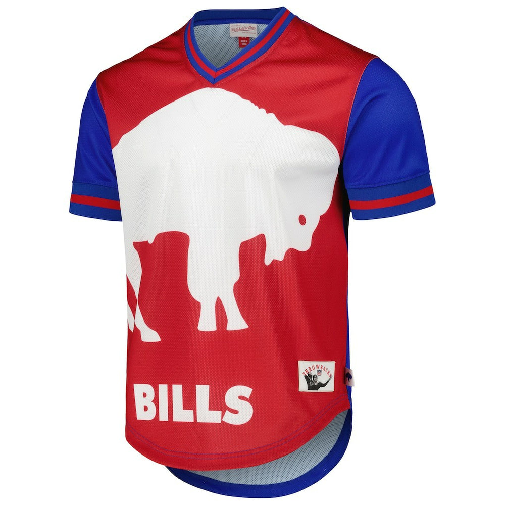 Buffalo Bills Jumbotron 3.0 Mesh V-Neck T-Shirt - Royal - Mitchell & Ness