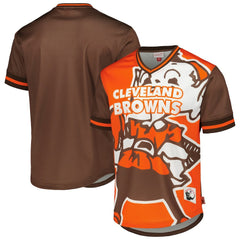 Cleveland Browns Jumbotron 3.0 Mesh V-Neck T-Shirt - Orange - Mitchell & Ness