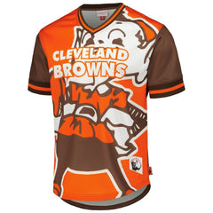 Cleveland Browns Jumbotron 3.0 Mesh V-Neck T-Shirt - Orange - Mitchell & Ness