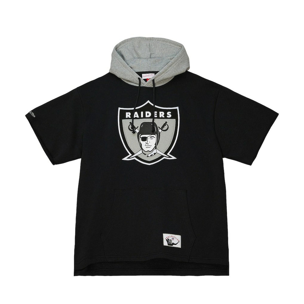 Las Vegas Raiders Postgame Short Sleeve Hoodie - Black - Mitchell & Ness