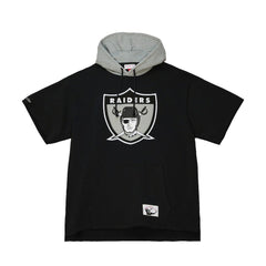 Las Vegas Raiders Postgame Short Sleeve Hoodie - Black - Mitchell & Ness