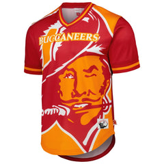 Tampa Bay Buccaneers Jumbotron 3.0 Mesh V-Neck T-Shirt - Red - Mitchell & Ness
