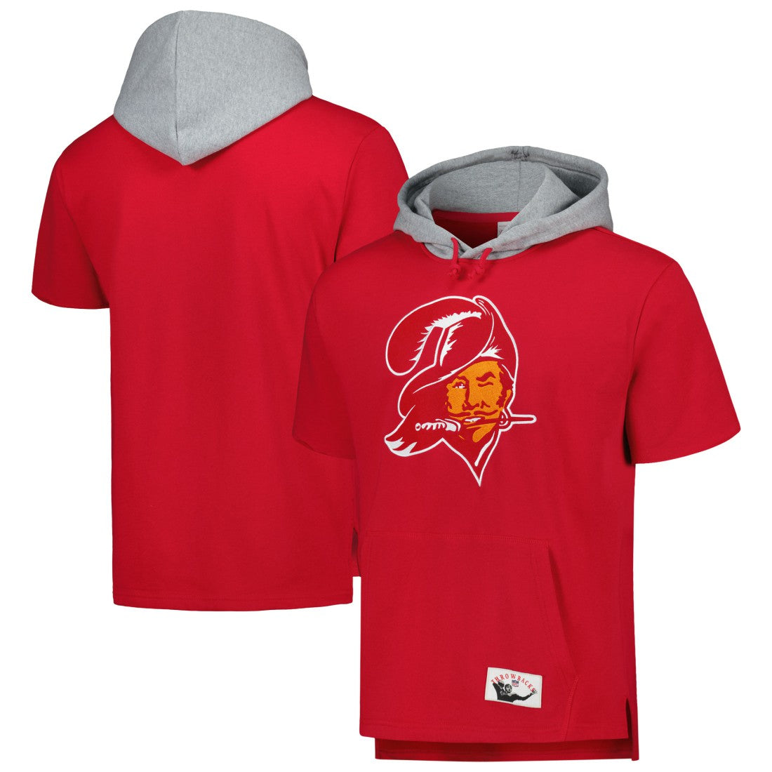 Tampa Bay Buccaneers Postgame Short Sleeve Hoodie - Red - Mitchell & Ness